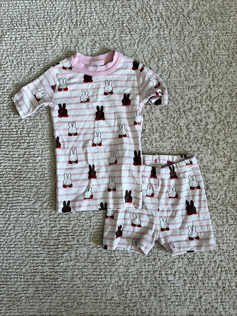 Hanna Andersson  MIFFY™ © Striped Pajama Set Pink & White